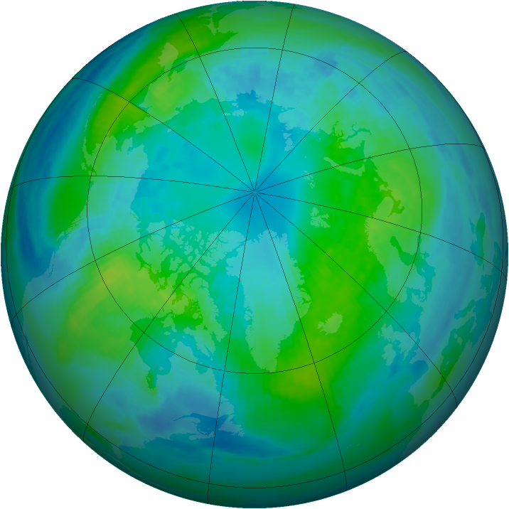 Arctic ozone map for 11 October 1990